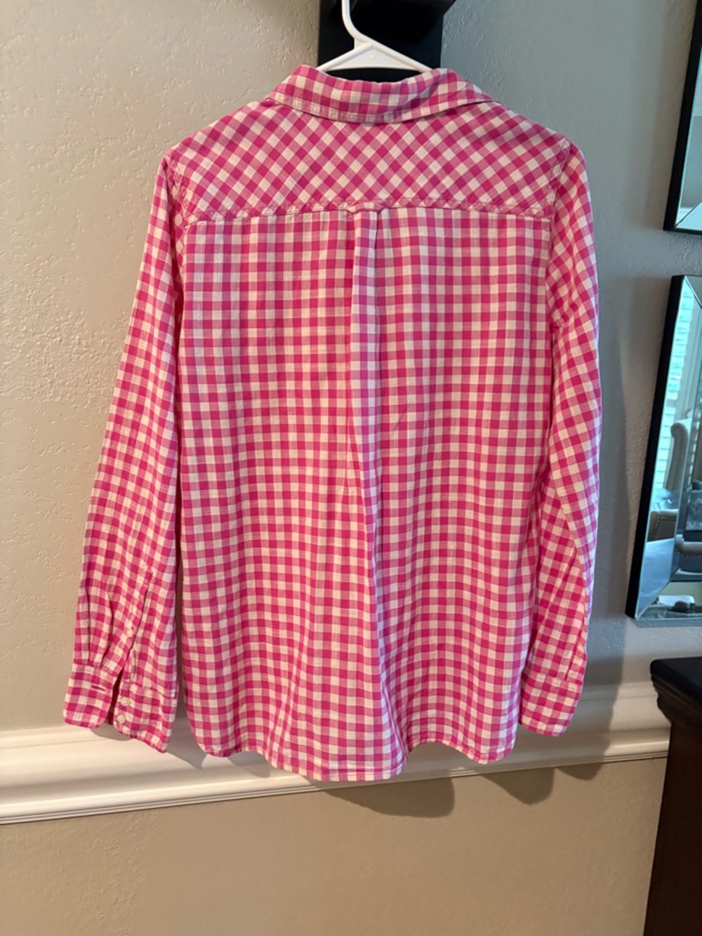 J. Crew Factory Pink & White Gingham Button-Down Shirt - Picture 3 of 3